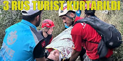 Ormanda kaybolup, çıktıkları kayalıklarda mahsur kalan 3 Rus turist kurtarıldı