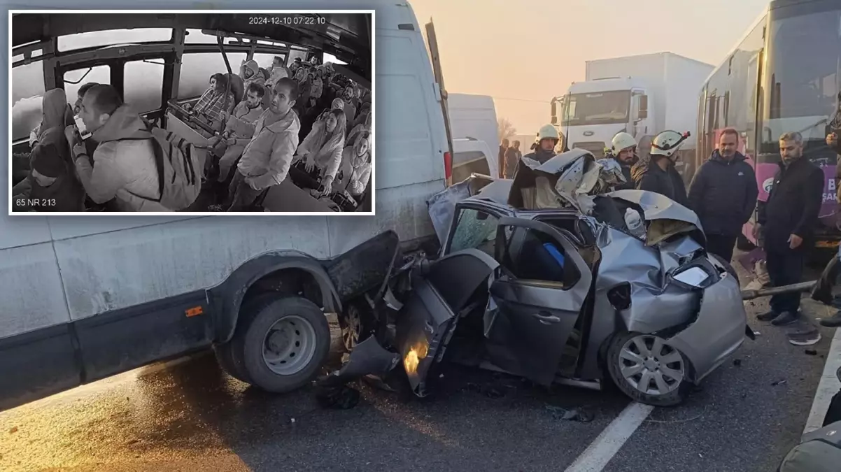 Van'daki zincirleme kazadan son anda kurtuldular! Yolcular şoförü tek tek öptü