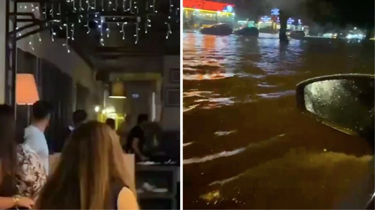 Yağmur ve fırtına Antalya'yı esir aldı! Restoranın camları bir anda patladı, yollar göle döndü